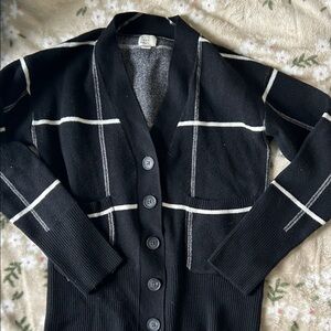 Black Windowpane Cardigan Sweater by a new day